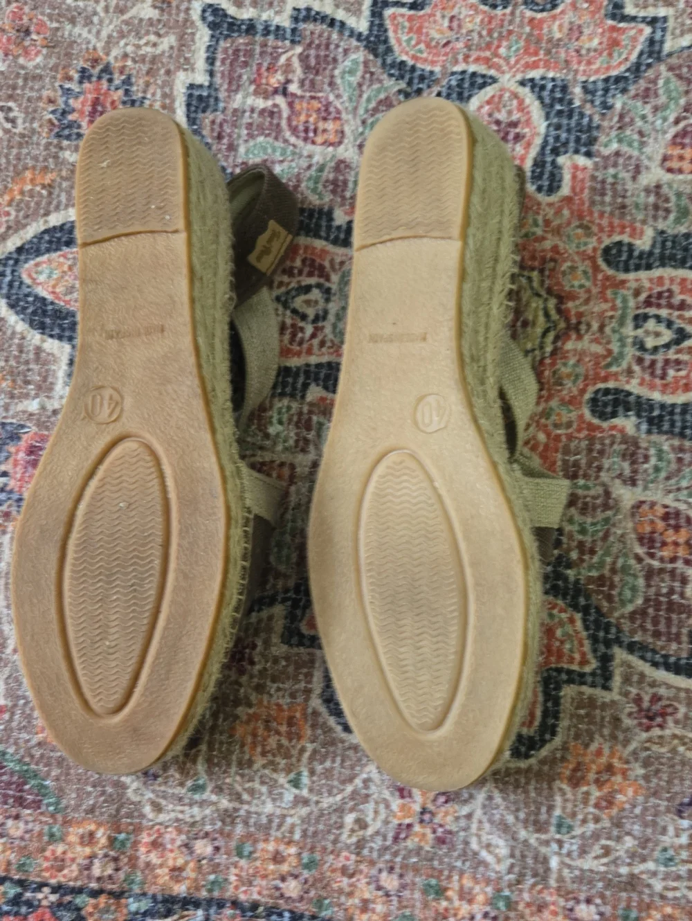 Women’s Brown Canvas Espadrille Slingbacks with Olive Straps